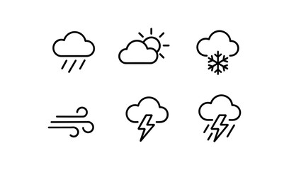 Minimalist weather icons collection for forecast and climate apps