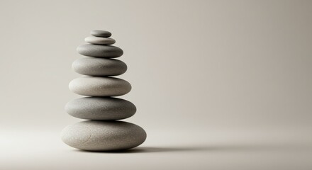 Fototapeta premium Abstract balanced stones on soft gradient background symbolizing harmony and stability