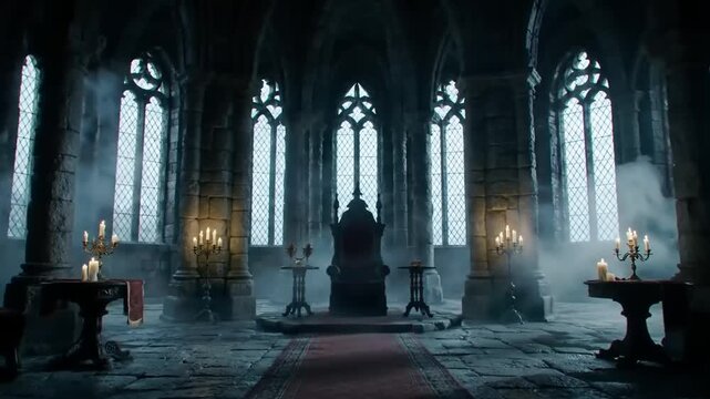 Dark gothic cathedral throne room