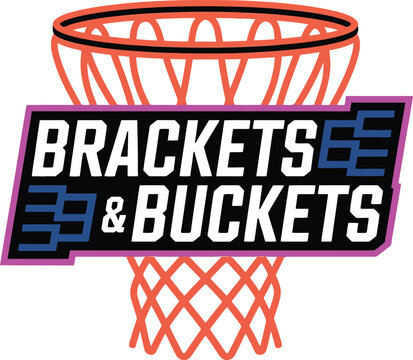 Basketball brackets and buckets logo design isolated on transparent background