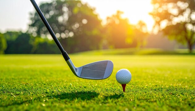 Golf Swing at Sunrise Precision and Power on the Green - Powered by Adobe