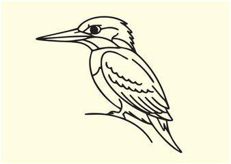 Obraz premium Kingfisher Line art Vector design