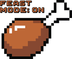 Obraz premium Pixel art turkey leg feast mode on transparent background isolated on transparent background
