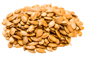 Pile of Roasted Pumpkin Seeds Golden Brown Color isolated on a transparent background