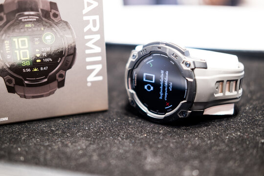 Bangkok, Thailand - September 6, 2025 : Garmin Instinct 3, 50mm black with charcoal band.