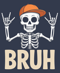 Cool Bruh Skeleton Rock On Halloween