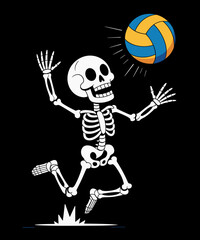 Funny Skeleton Playing Volleyball Lovers Spooky Halloween