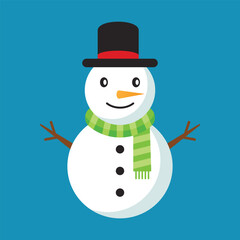 Cute snowman with scarf illustration on white background
