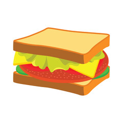 Delicious sandwich vector illustration isolated on white background