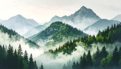 Obraz premium Misty mountain range (2)