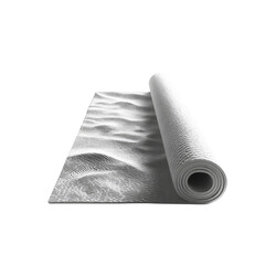 Rolled Textured White Mat or Rug with Undulating Surface
