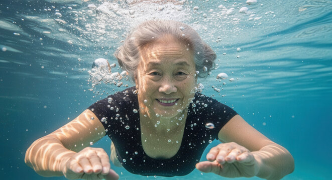 Elderly lady swimming