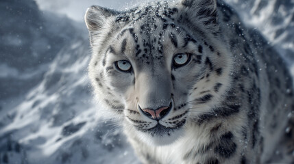 Obraz premium Wildlife Conservation Concept for Snow Leopard Awareness