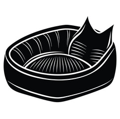 Black and white illustration of a fish and cat vector design