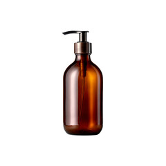 Amber Glass Pump Bottle Dispenser Mockup - Isolated on Black Background