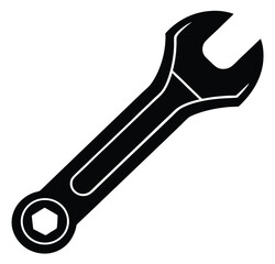 Steel metal adjustable spanner tool or wrench equipment for mechanical repair and construction work vector illustration