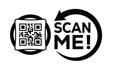 QR code scan icon set. Scan me frame. QR code scan for smartphone. QR code for mobile app, payment and identification. Vector illustration.