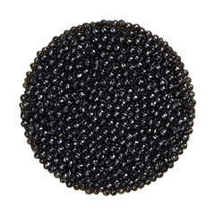 A lustrous heap of black caviar pearls a delicacy of the sea glistens with oily sheen against a transparent background Close - up food texture