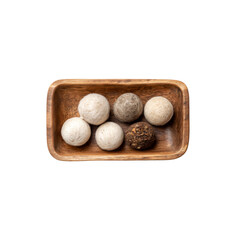 Natural Wool Dryer Balls in Wooden Bowl - Eco-Friendly Laundry Solution