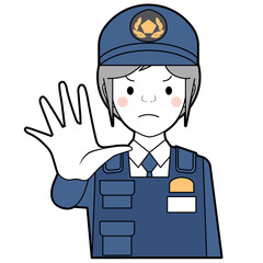 制止する女性警察官