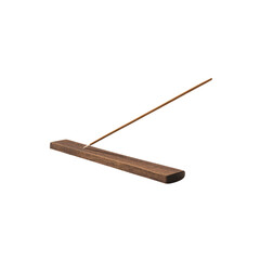 Incense Stick Burning on Elegant Wooden Holder