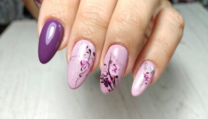 Close-up of decorated nails