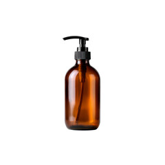 Amber Glass Bottle with Black Pump Dispenser - Clean and Minimal Product Packaging Mockup