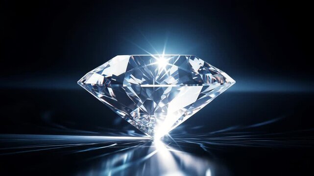 Sparkling diamond gemstone reflecting on a dark background, creating a luxurious and elegant atmosphere