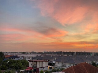 sunset over the city