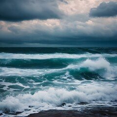 Fototapeta premium Mighty Ocean's Fury Unleashed Beneath a Tempestuous Sky