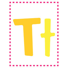 Cartoon alphabet letters vector for kids Tt