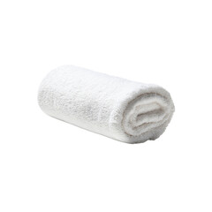 Rolled White Terrycloth Towel on White Background