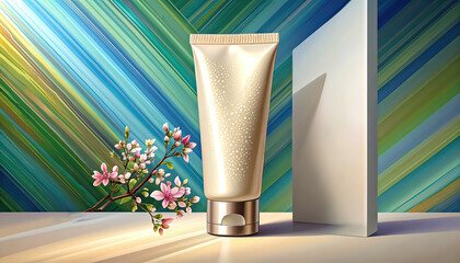 Tube Cream Packaging on strip background