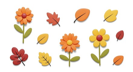 Obraz premium Isolated 3D Autumn Bloom Minimal Nature Design
