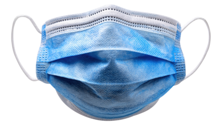 A close-up view of a blue disposable face mask, symbolizing health and safety measures. This image captures the essence of personal protective equipment in today's society.