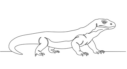 Obraz premium Outline of a komodo dragon walking on a plain background 