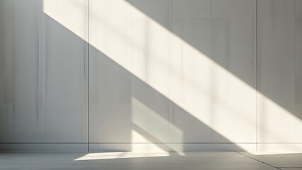 Obraz premium Minimalist concrete wall with geometric shadows and smooth texture in a studio setting.