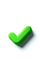 Green Tick Symbol: A vibrant green checkmark emblem signifying approval or confirmation, in a clean, modern design.