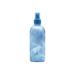Transparent Spray Bottle with Blue Cap Filled with Cloudy Liquid