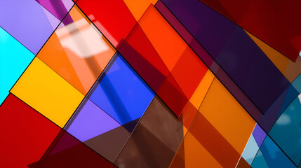 Colorful plexiglass sheets creating an abstract composition