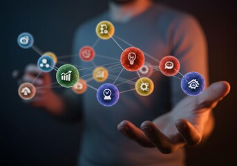 Visualize your digital business network with modern data insights and innovative solutions on display in a sleek, professional style