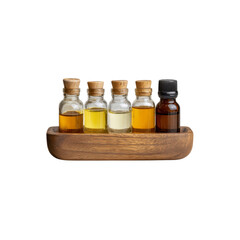 Collection of Essential Oils in Wooden Tray