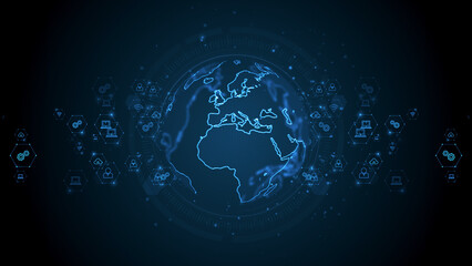 The Connected World Global Technology Network Business Corporate Particles Digital Background