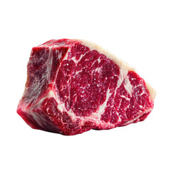 Fototapeta premium Fresh Cut of Raw Steak: A close-up shot of a fresh, uncooked piece of steak, showcasing the vibrant red color, marbling, and texture, perfect for culinary projects.