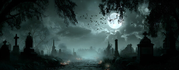 Halloween wallpaper with cemetery at night wallpaper 2025