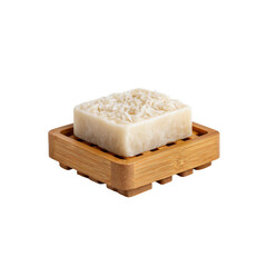 Organic Coconut Soap Bar on Bamboo Soap Dish