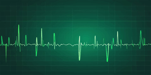 A vibrant green EKG line on a medical monitor illustrates a steady heartbeat, a powerful symbol of health and life