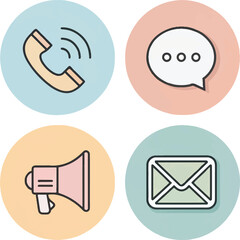 Communication Icons: Phone, Email, Messaging, and Digital Chat