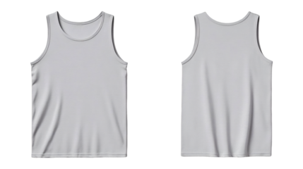 Light gray tank top mockup front and back view for design purpose on transparent background