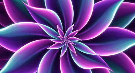 Obraz premium An abstract digital illustration of a swirling flower with glowing purple and blue petals